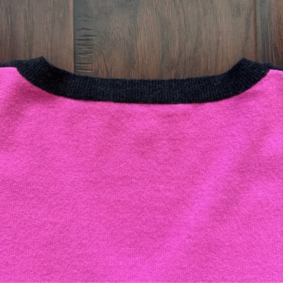 Autumn Cashmere 100% Cashmere Colorblock Sweater L Pink Grey Fuzzy Soft Luxury - Picture 13 of 16